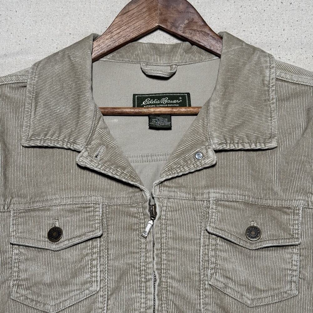 Eddie Bauer Tan Corduroy Jacket Womens Size Large Zip Up With Pockets - Picture 3 of 8